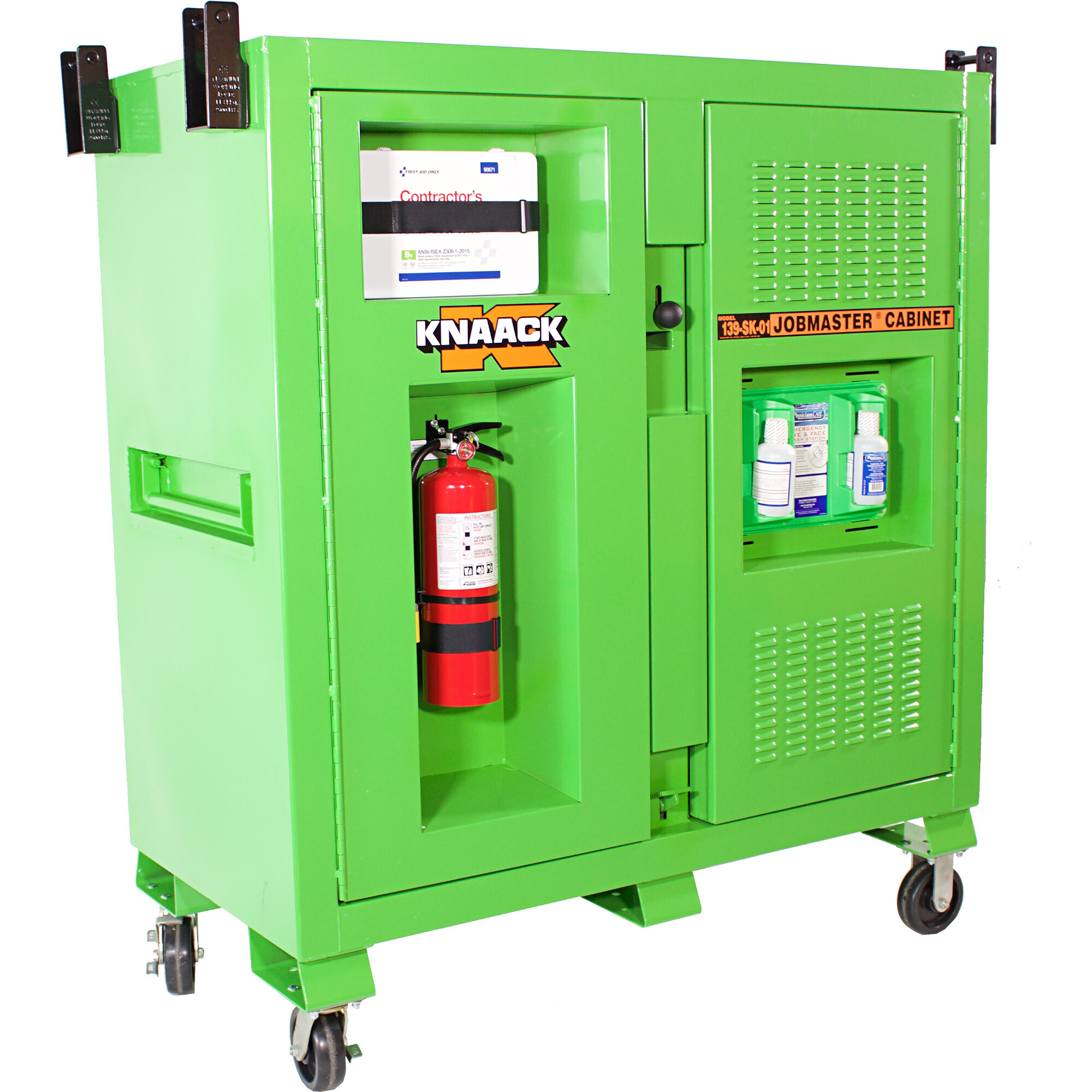 KNAACK Safety Kage Cabinet with Crane Lift Kit, 59.4 Cu. Ft., 60in.W x 30in.D x 60in.H, Green, Model# 139-SK-01